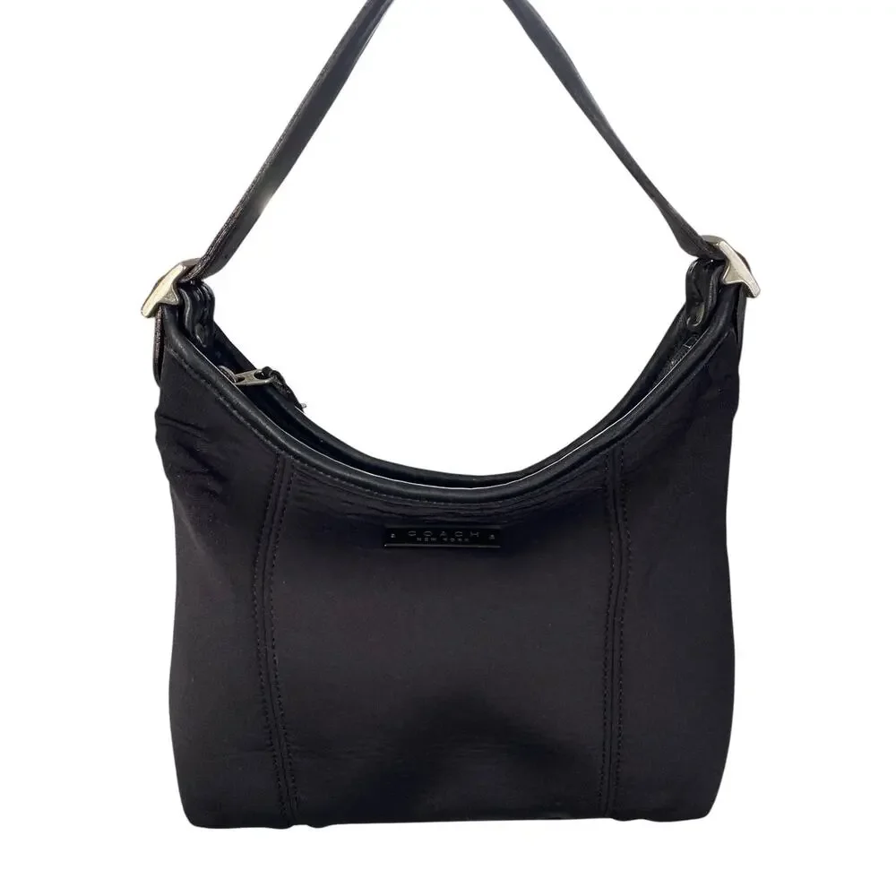 Coach Neo Crescent Shoulder Bag Hand Bag Black Neoprene Vintage Y2K 90s - Picture 3 of 16